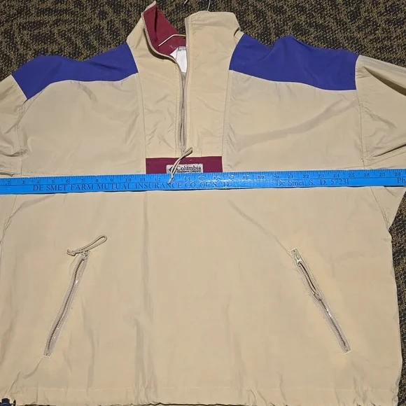 Vintage Columbia Beige and Purple Pullover Windbreaker Jacket Xl